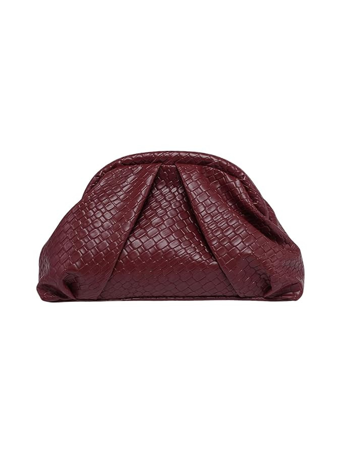 Floerns Women's Vintage Leather Ruched Bag Evening Handbag Dumpling Clutch Purse | Amazon (US)
