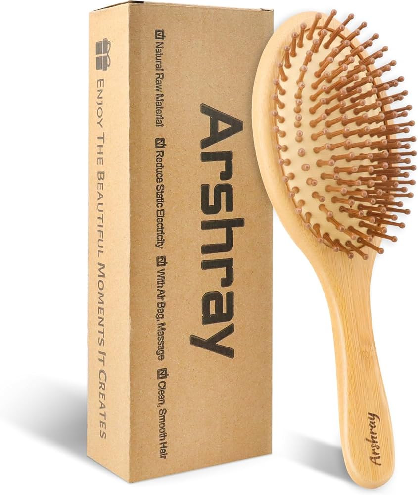 Bamboo Brush,Bamboo Hair Brushes for Women,Ergonomic Handle Fits the Hand Shape,Can Massage the S... | Amazon (US)