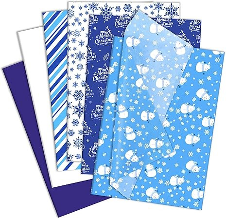 Larcenciel Christmas Tissue Paper for Gift Bags, 60 Sheets Blue White Xmas Winter Snowflake Snowm... | Amazon (US)