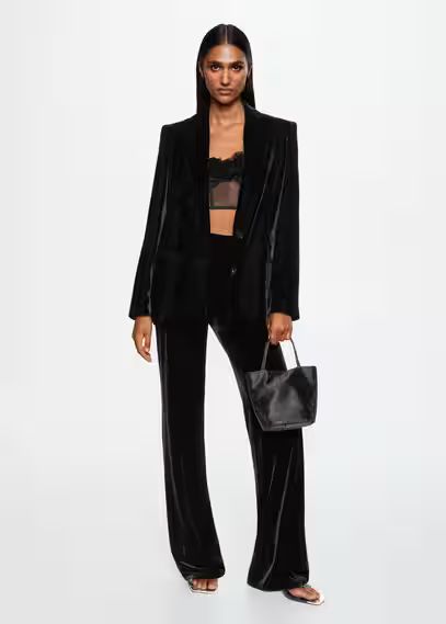 Velvet trousers black - Woman - XS - MANGO | MANGO (UK)