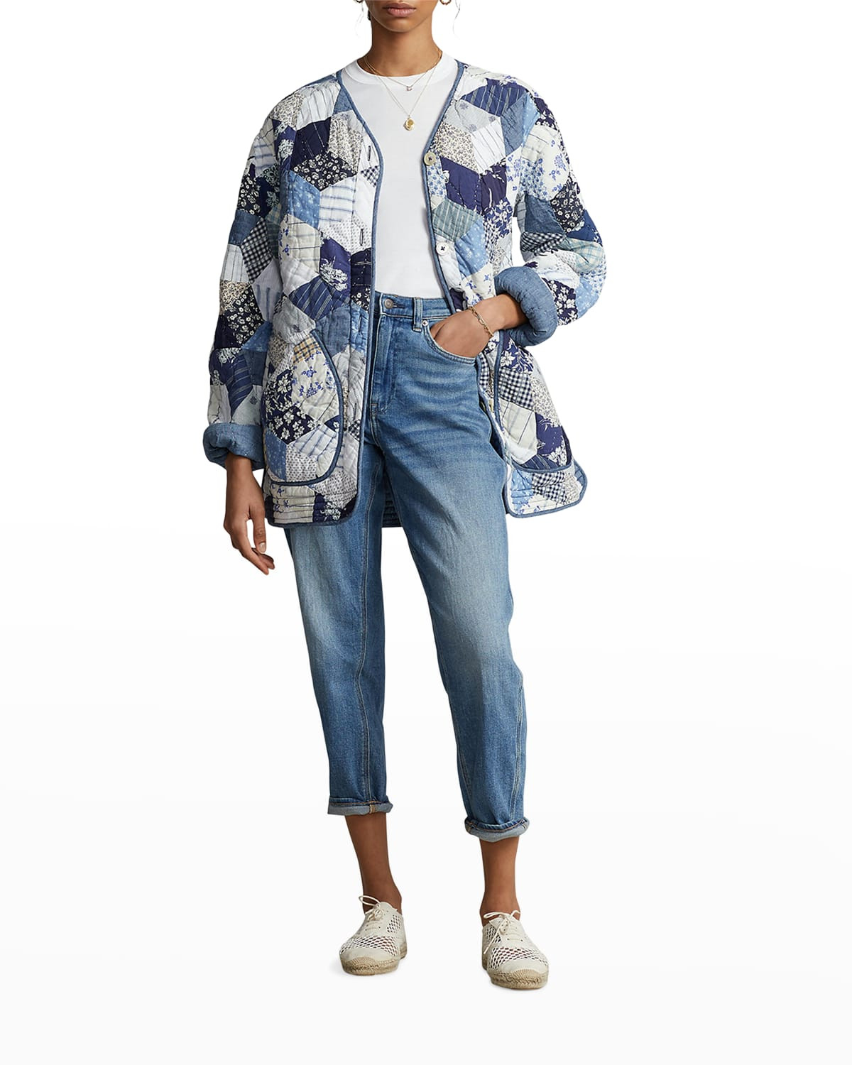 Reversible Quilted Patchwork Button-Down Coat | Neiman Marcus