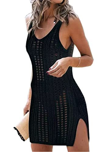 AIMITAG American Flag Dress Womens Hollow Out Slit Crochet Cover Up Sleeveless Tank Dress 4th of ... | Amazon (US)