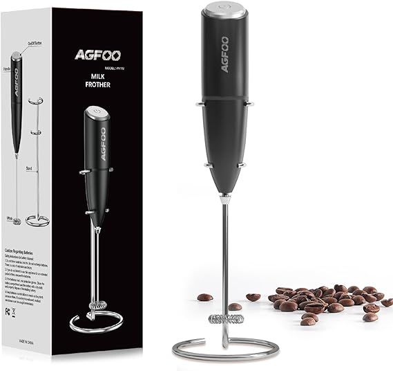 Milk Frother Handheld for Coffee with Stand - AGFOO hand frother wand, Electric whisk Drink Mixer... | Amazon (US)