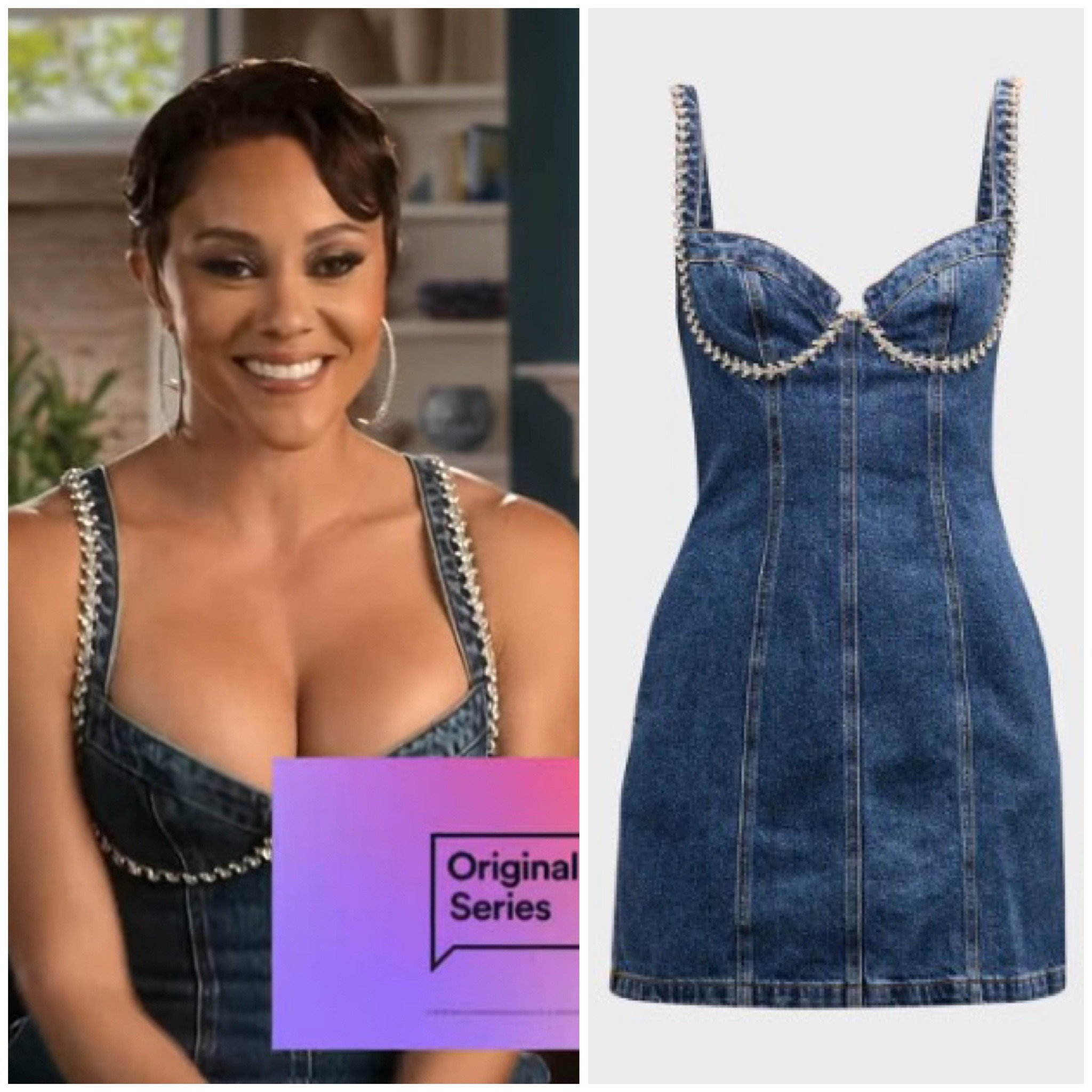 Ashley Darby’s Denim Crystal Embellished Confessional Dress