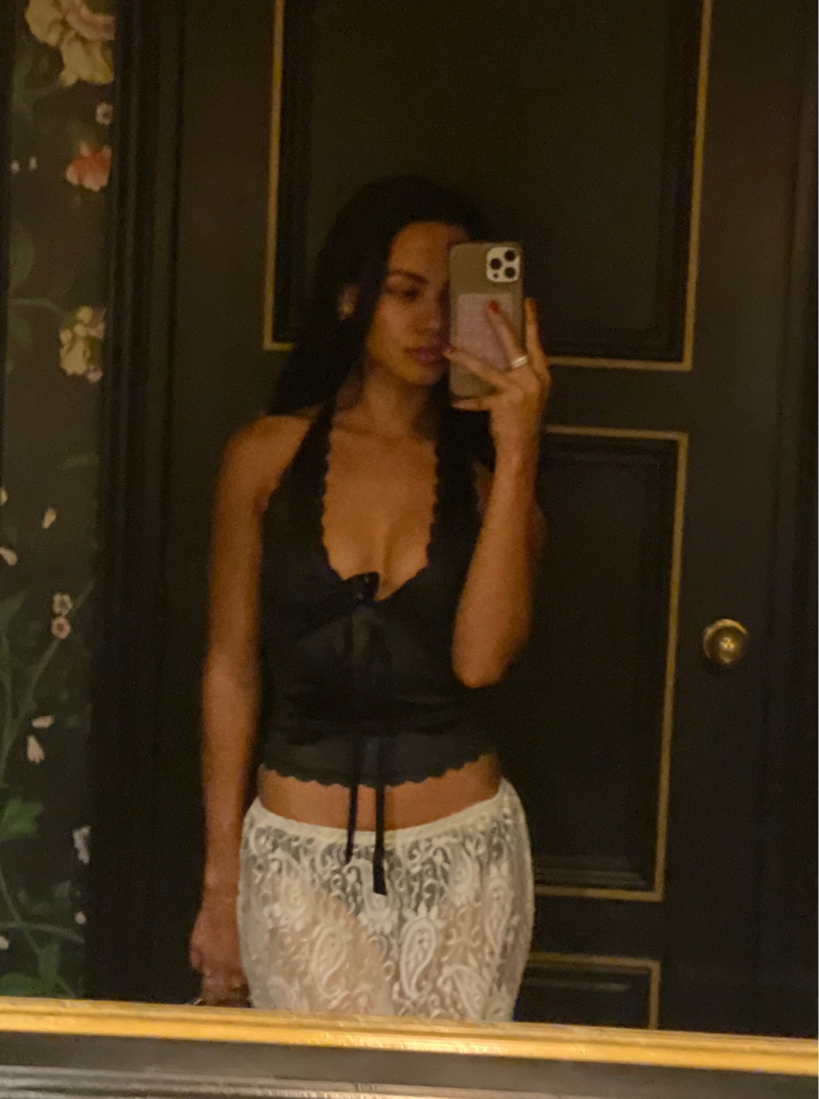 urban outfitters lace skirt, black satin top, Steve Madden black ballet flats, heaven mayhem gold earrings

#LTKfindsunder50 #LTKstyletip #LTKfindsunder100