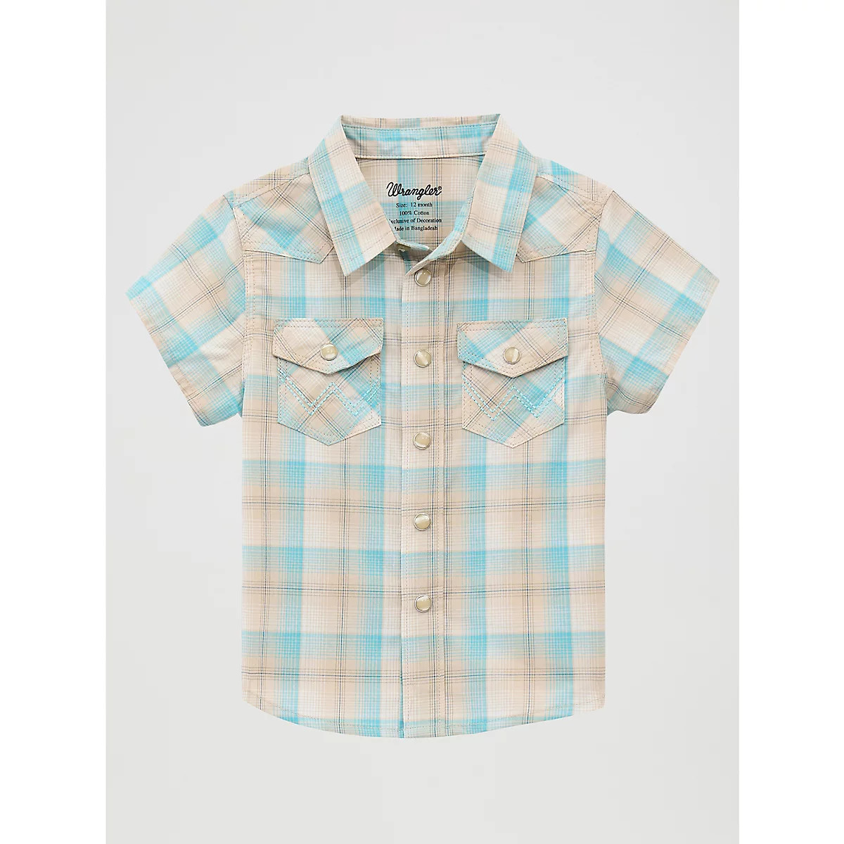 Little Boy Short Sleeve Western Snap Shirt in Tan Light | Wrangler