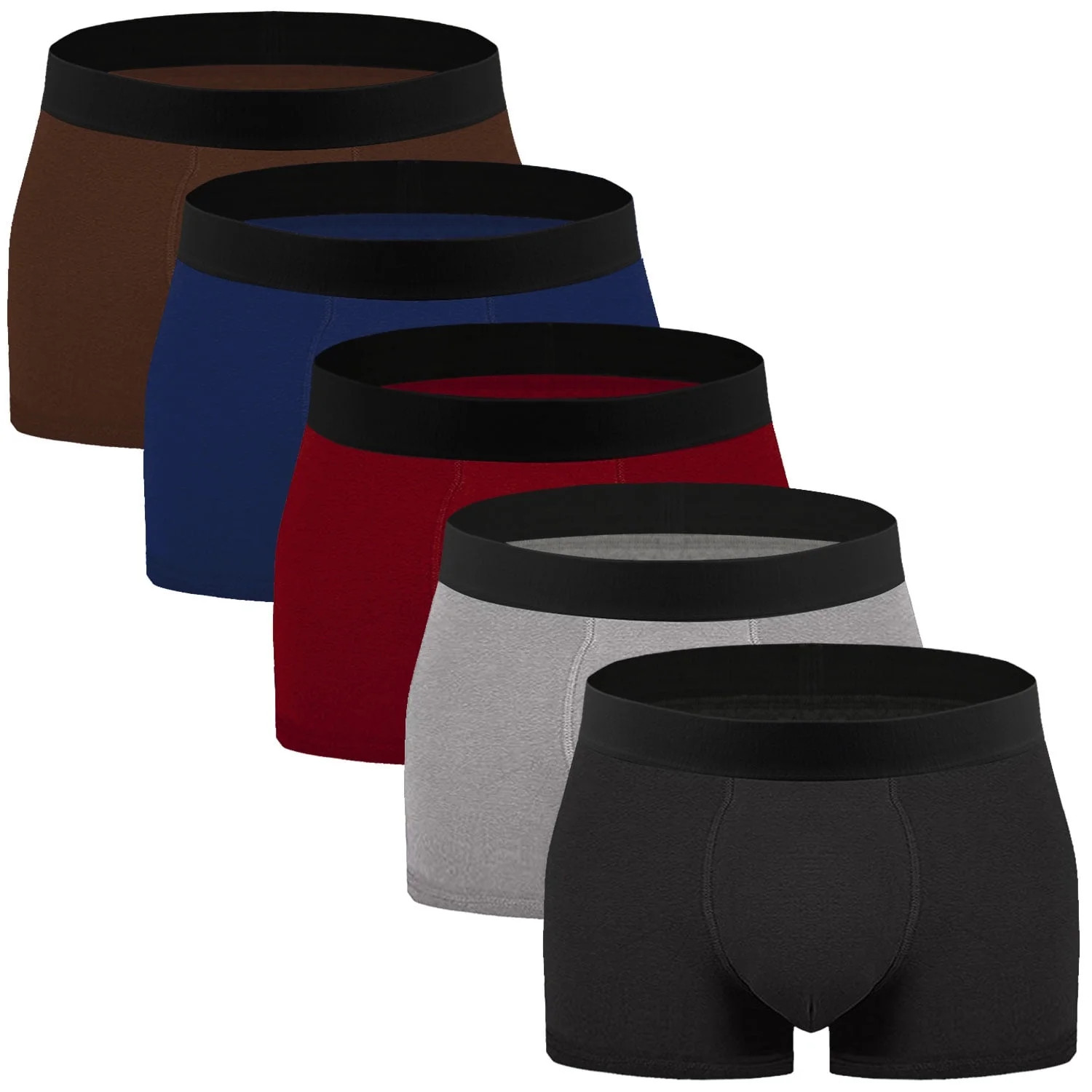 ASUDESIRE Men's Underwear Boxer Briefs Trunks 5 Pack Soft Cotton Low-rise Underpant-Wal-5Colors-X... | Walmart (US)