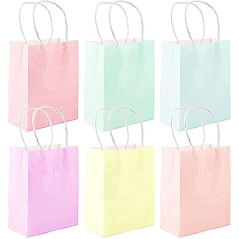 Juvale Pastel Paper Gift Bags with Handles for Goodies, Baby Shower, Party Favors (25 Pack, 5 Col... | Amazon (US)