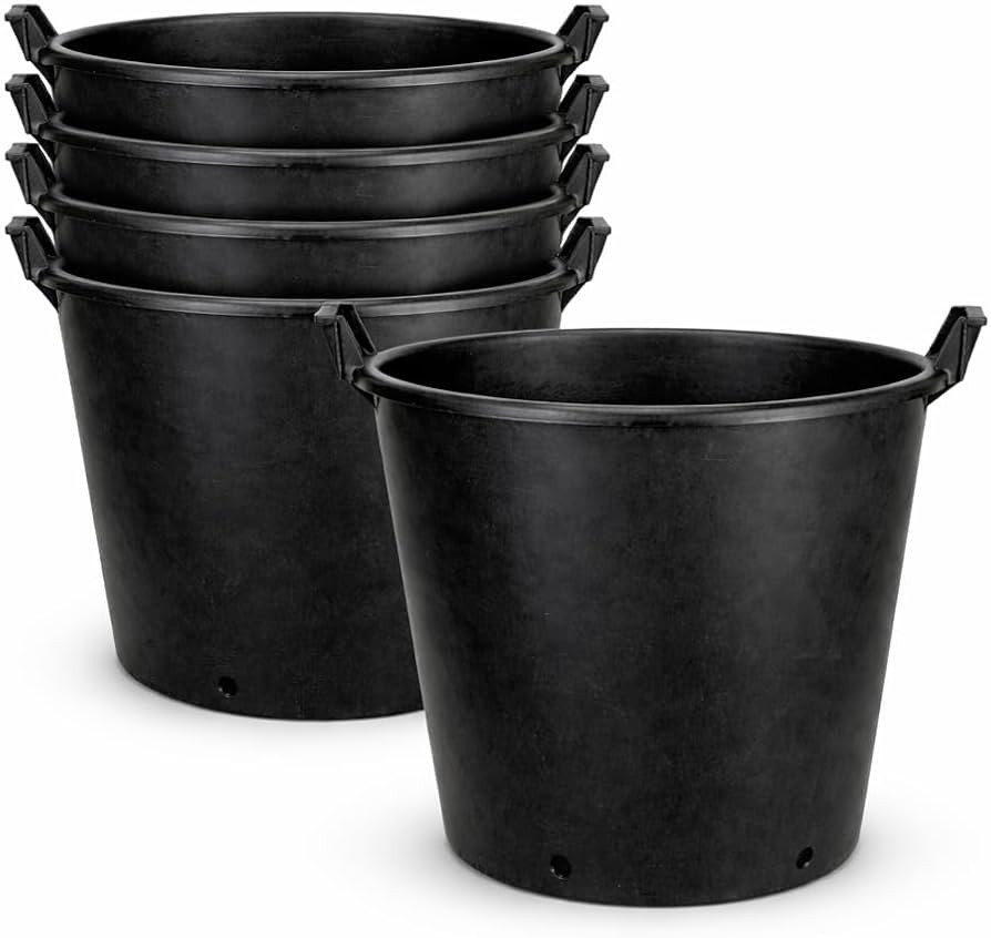 Muddy Hands Pack of 5-50 Litre Heavy Duty Plant Pots with Handles - Large Plastic Garden Planters... | Amazon (UK)
