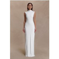 Wisteria Slinky Maxi Dress With Scarf - White I MESHKI I Size M | MESHKI US