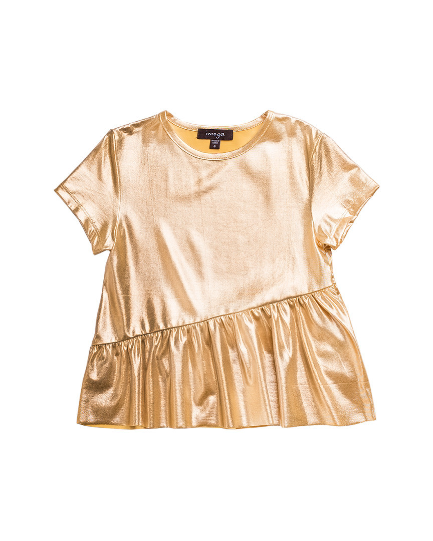 IMOGA Andy Ruffle Detail Metallic T-Shirt | Gilt