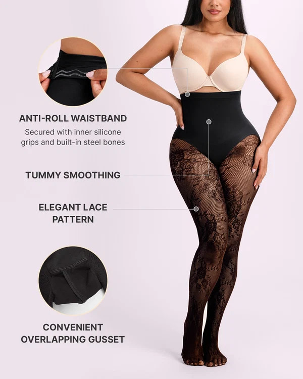 Defineline\u2122 High-Waisted Floral Lace Shaping Tights | Shapellx Affiliate Program
