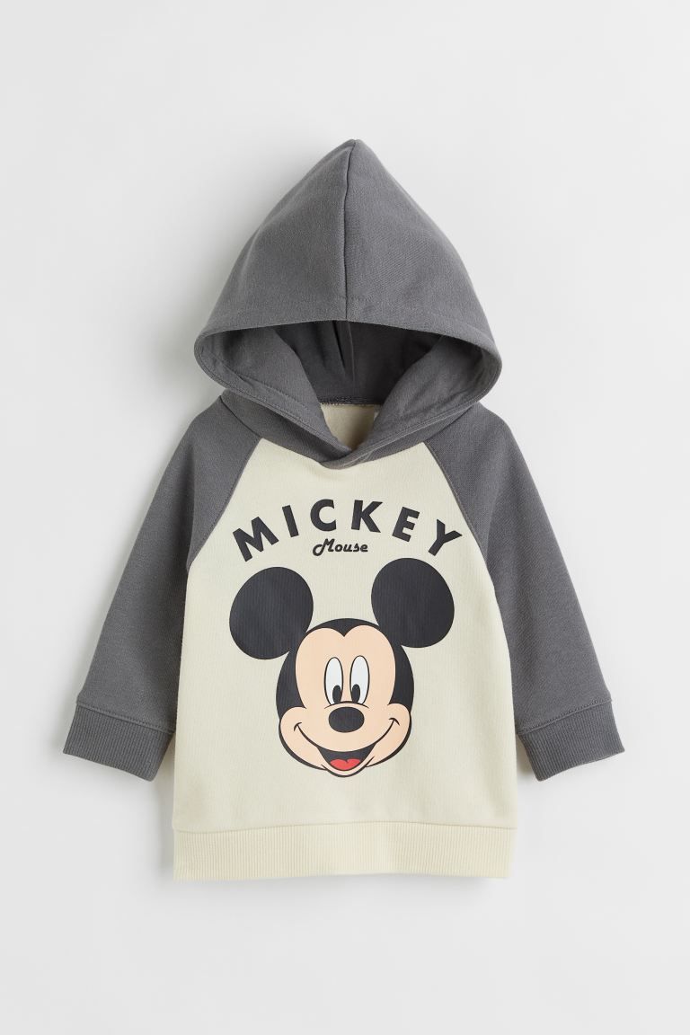 Sweatshirt hoodie with a printed motif and soft, brushed inside. Jersey-lined, wrap-front hood, l... | H&M (US)