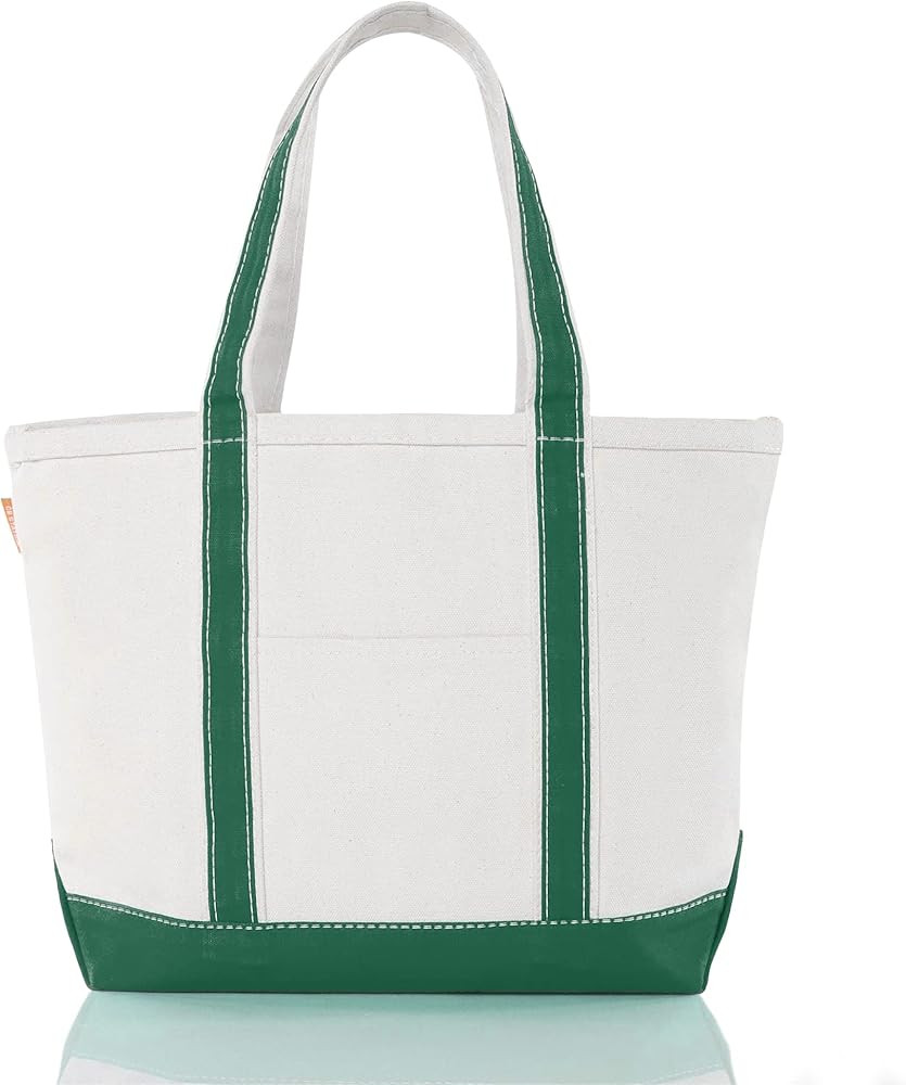 CB Station Medium Canvas Tote Bag For Women With Top Zipper, Outer Pocket, 12" H x 18" L x 5.5" W | Amazon (US)