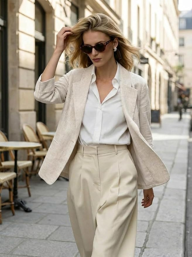 IDEALSANXUN Linen Blazer Women 3/4 Sleeve Lightweight Spring Summer Blazer Jackets | Amazon (US)