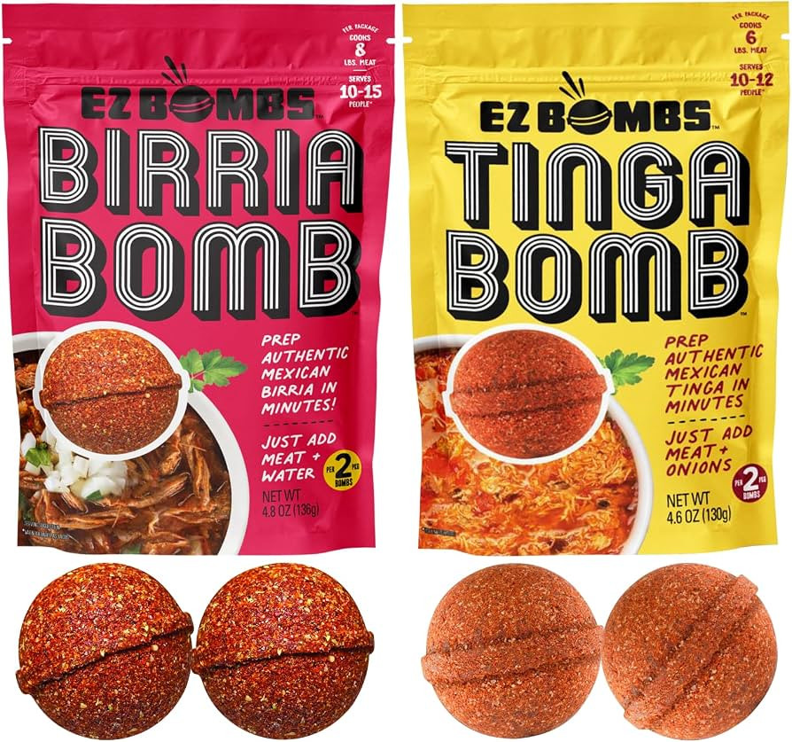 EZ Bombs Birria and Tinga Bomb Seasoning - Made with Real Chiles, Herbs, and Spices for Quick and... | Amazon (US)