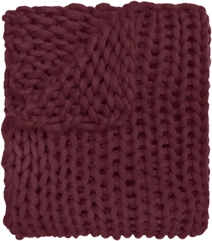 Throw Blanket - Chunky Knit Merlot by Donna Sharp - Contemporary Decorative Throw Blanket with Ov... | Amazon (US)