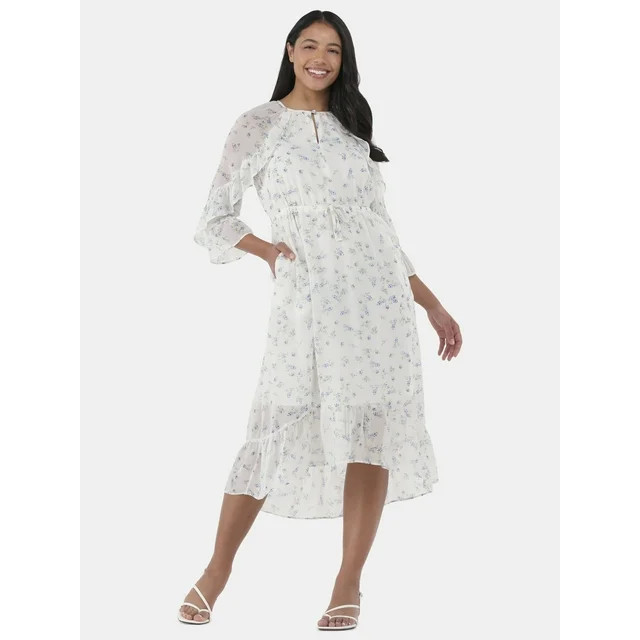 Time and Tru Women's Ruffle Midi Dress, Sizes XS-XXXL | Walmart (US)