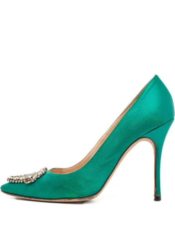 Manolo Blahnik jewel-embellishment Pumps | Green | FARFETCH | Farfetch Global