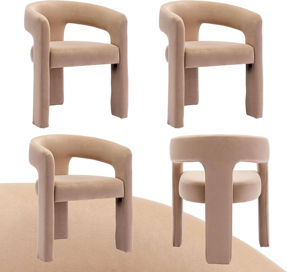Wahson Velvet Modern Dining Chairs, Set of 4 Upholstered Barrel Dining Chair, Assembled Accent Ar... | Amazon (US)