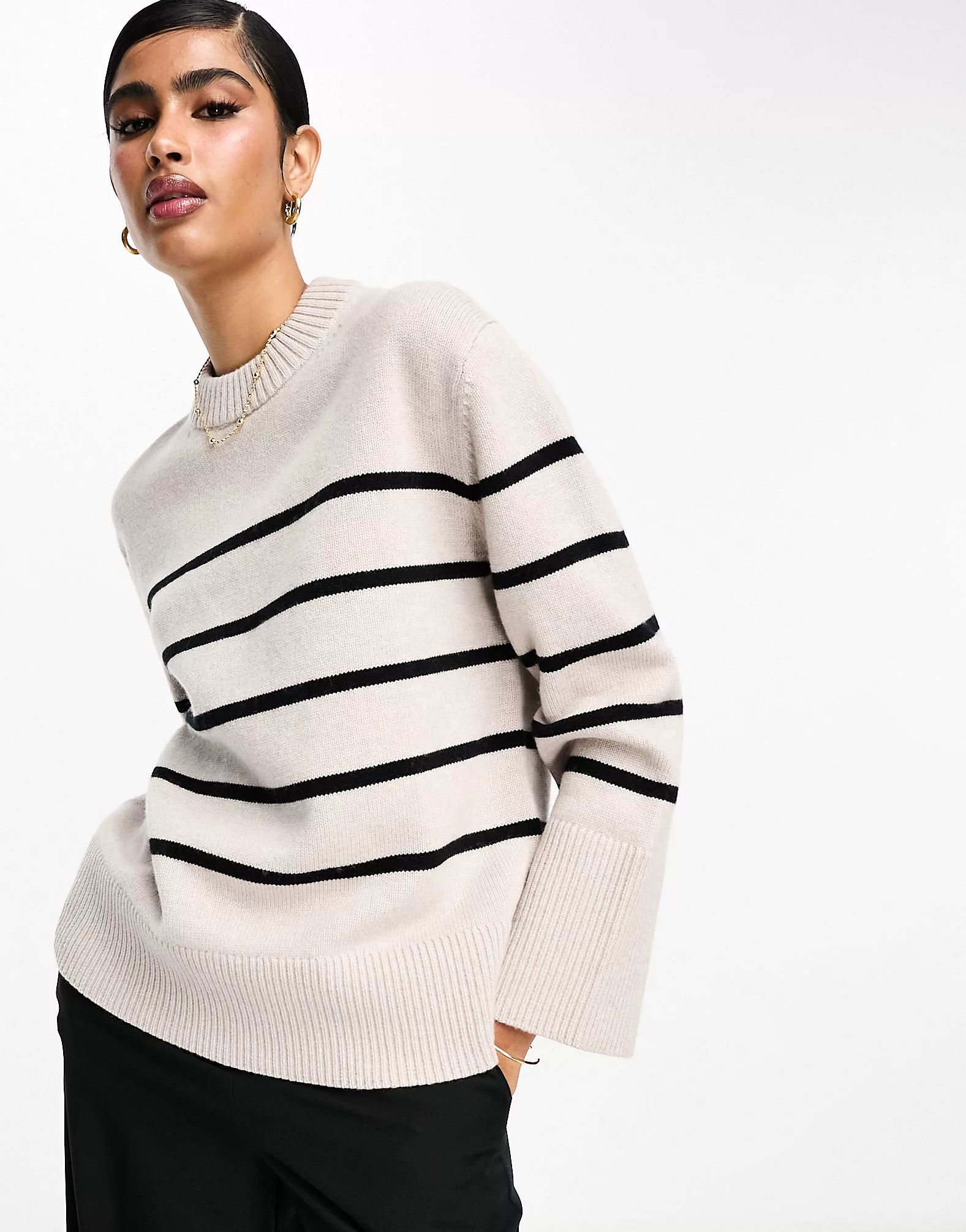 & Other Stories knitted jumper in beige and black stripe | ASOS (Global)