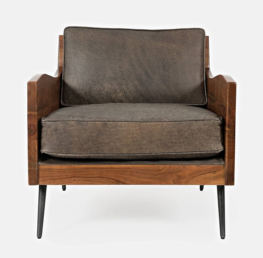 Jofran Karma Genuine Leather Live Edge Accent Chair, Bourbon | Amazon (US)