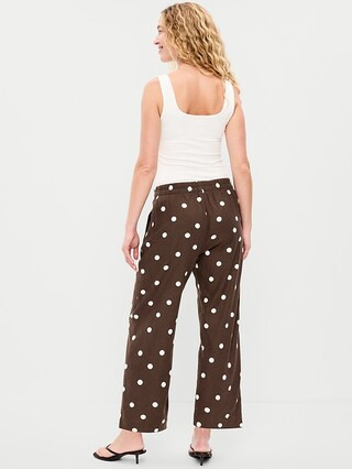 High-Waisted Linen-Blend Straight Ankle Pants | Old Navy (US)