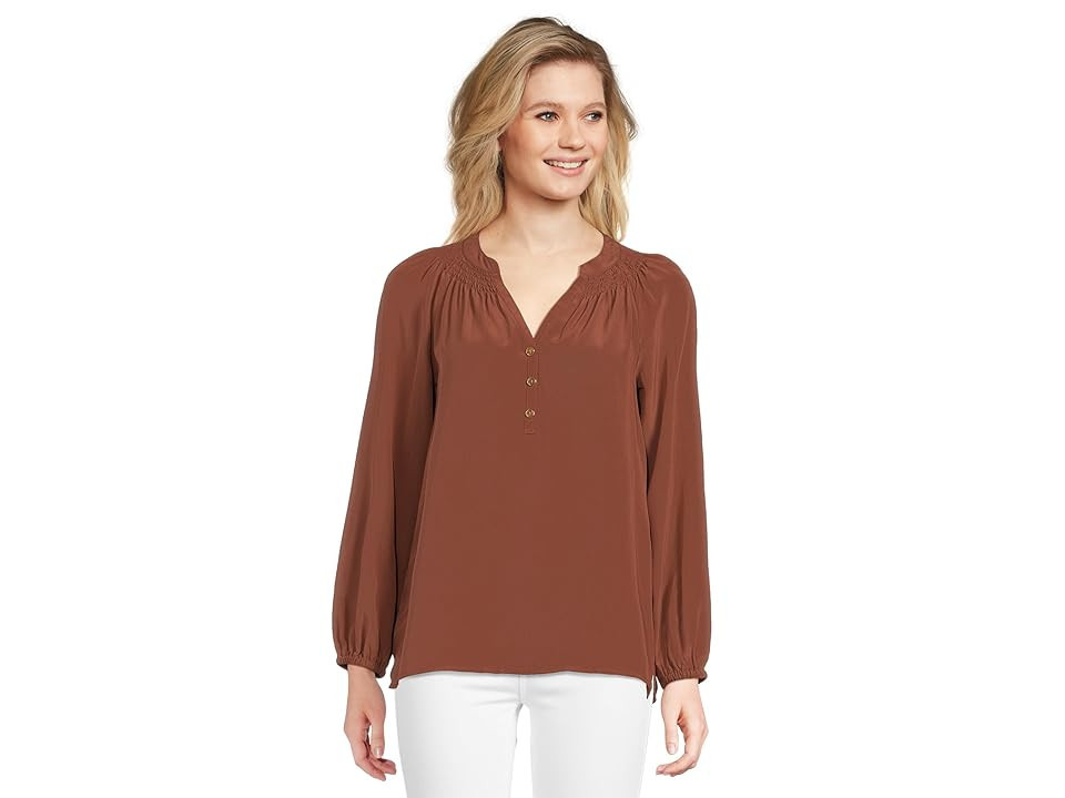 Lilly Pulitzer Elsa Top Women's Blouse French Roast : LG (Women's 12-14), Silk | Zappos