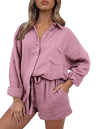 AUTOMET 2 Piece Sets For Women Lounge Wear Matching Two Piece Pajama Fashion Oversized Shirts And... | Amazon (US)