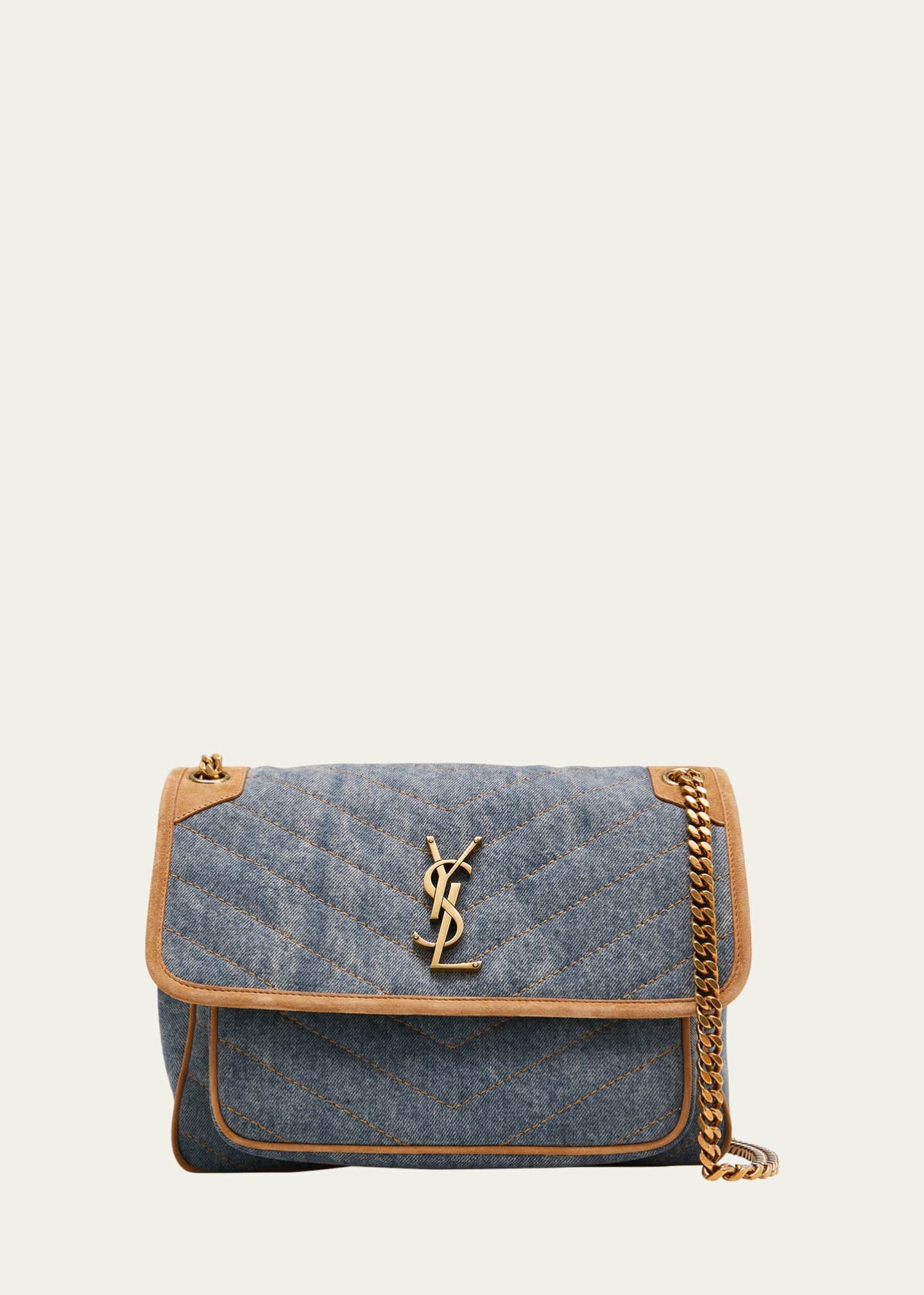 Saint Laurent Niki Medium YSL Denim Shoulder Bag | Bergdorf Goodman