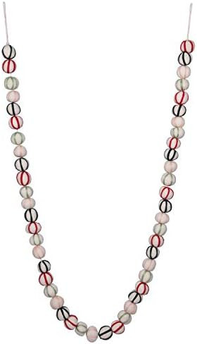 Amazon.com: Creative Co-Op 72" Wool Felt Ball Embroidered Peppermint Candy Design Garland, Multic... | Amazon (US)