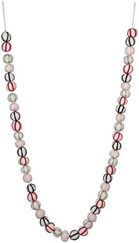 Amazon.com: Creative Co-Op 72" Wool Felt Ball Embroidered Peppermint Candy Design Garland, Multic... | Amazon (US)