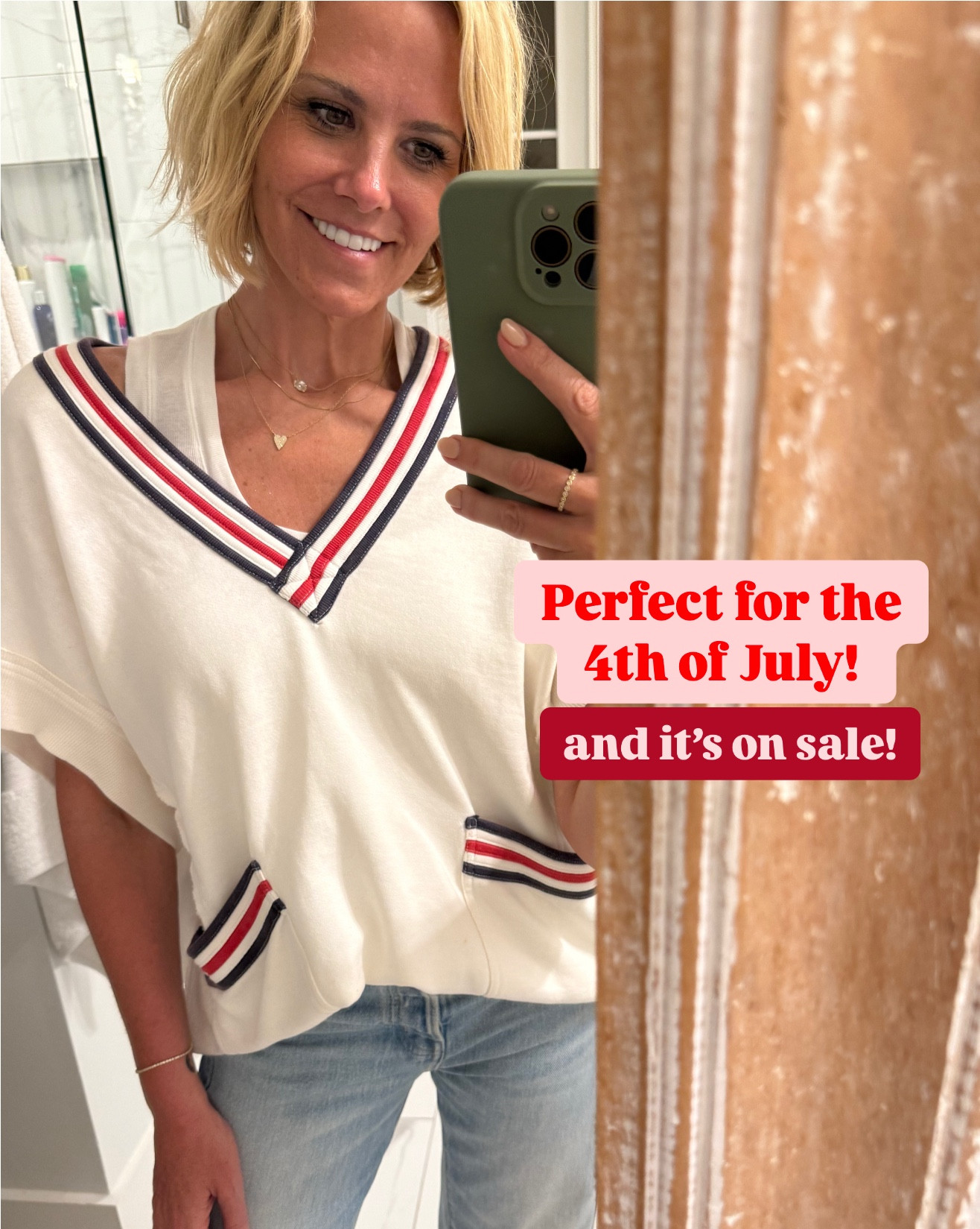 This shirt is a size XS. It runs big. 
Size down! 

Also, if you’re in between sizes on the jeans, size down on those too! 

4th of July look inspo 

#LTKSaleAlert #LTKStyleTip #LTKFindsUnder50