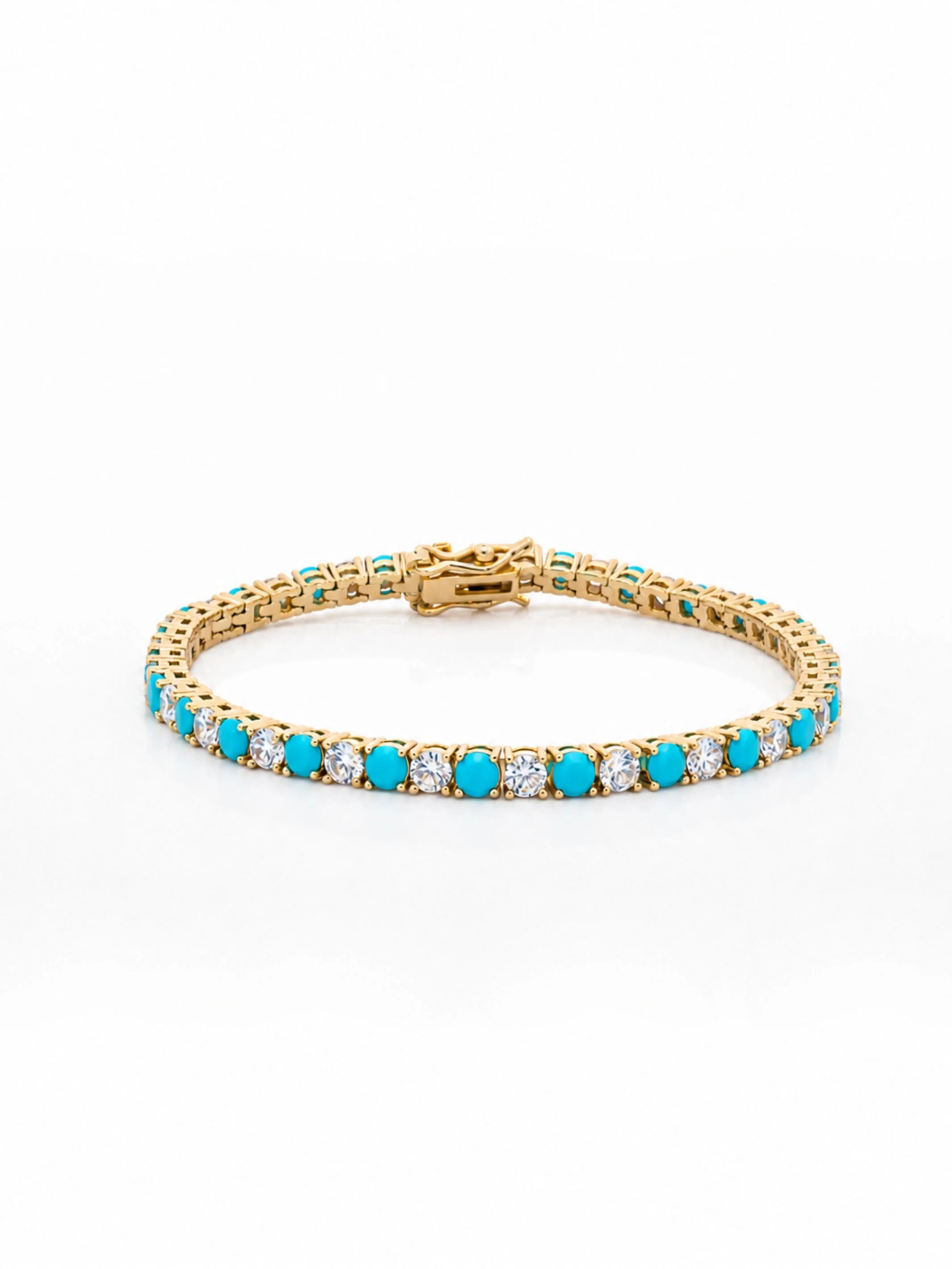 Dee Alternating Turquoise and CZ Tennis Bracelet | leMel