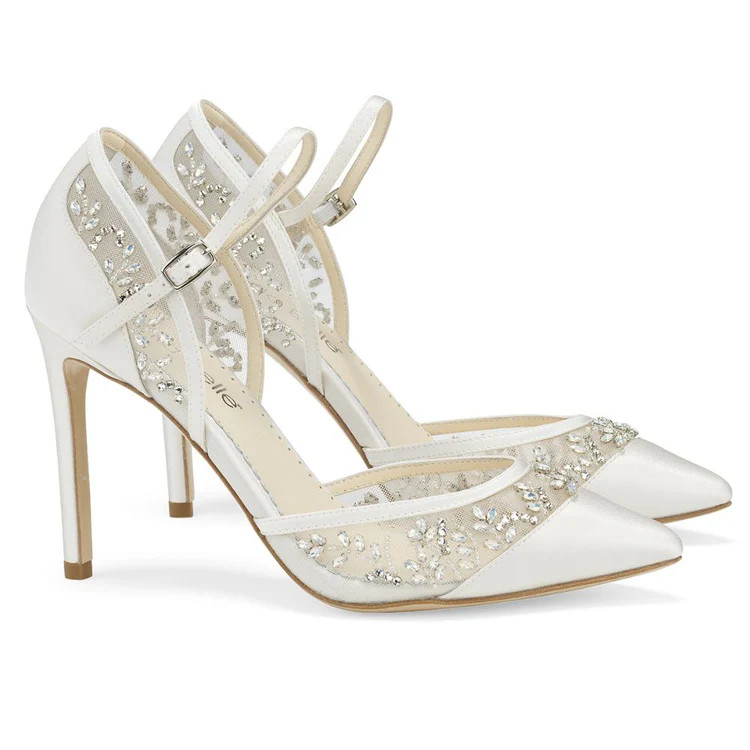 Embellished Illusion Mesh Crystal Wedding Shoes | Bella Belle Shoes