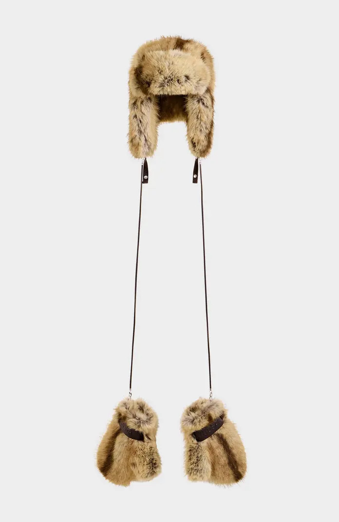 Lira Faux Fur Aviator Hat & Mitten Set | Nordstrom