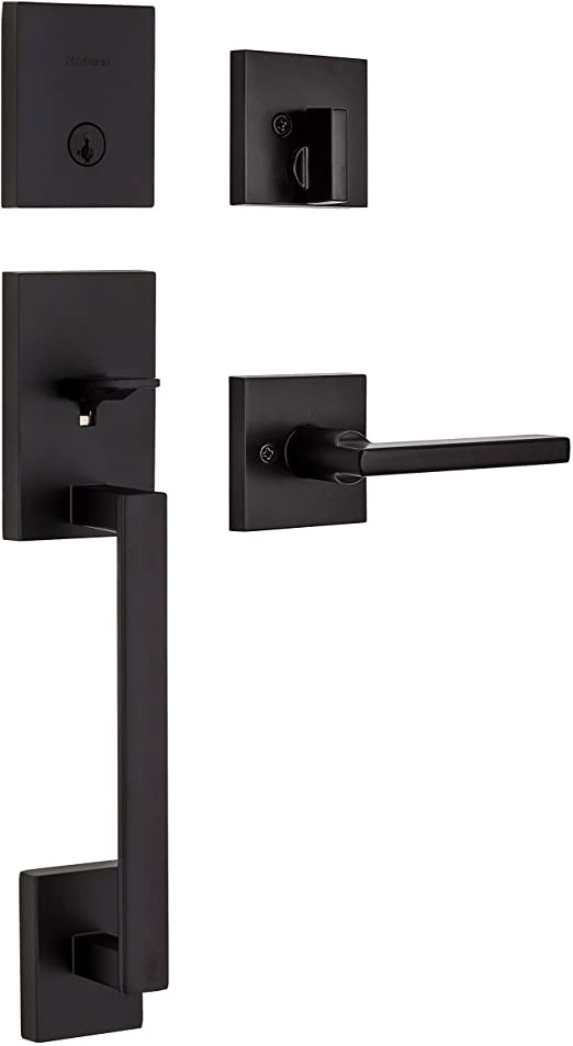 Kwikset San Clemente Single Cylinder Low Profile Front Lock Handleset with Halifax Door Handle Le... | Amazon (US)