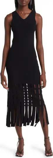Kaia Fringe Detail Knit Midi Dress | Nordstrom
