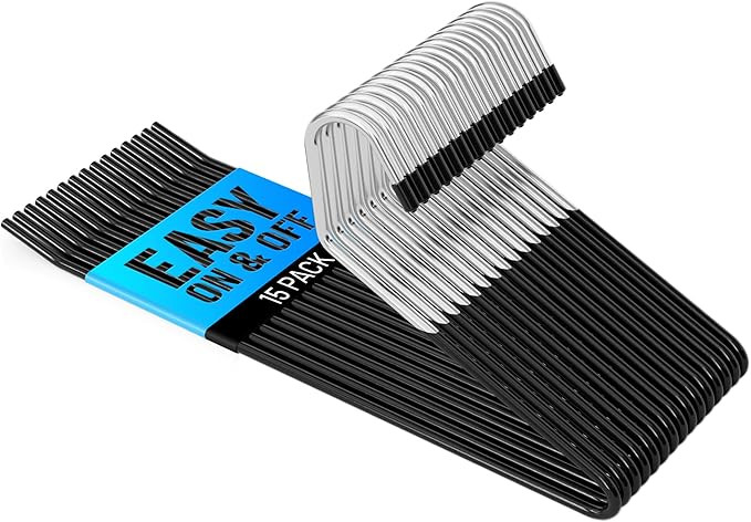 Metal Pants Hangers for Men- Pant Hangers Non Slip Open Ended Trouser Hanger, Black Dress Pants H... | Amazon (US)