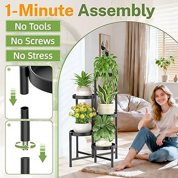 iDavosic.ly Plant Stand Indoor Outdoor, 5 Tier Corner Metal Flower Display Holder Shelf, Folding ... | Amazon (US)