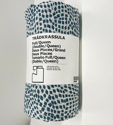 Details about   Ikea TRADKRASSULA Full/Queen Duvet Cover w/2 Pillowcases Bed Set White Blue NEW | eBay AU