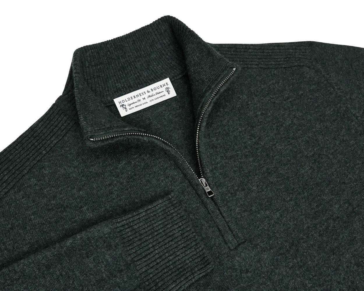 The Cunningham Quarter-Zip Sweater: Heathered Ivy | Holderness & Bourne
