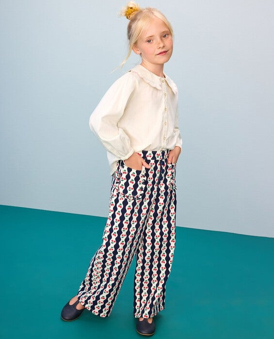 Girls' Cherry Wallpaper Wide Leg Twill Pants - Size Big Kids 8 by Hanna Andersson | Hanna Andersson
