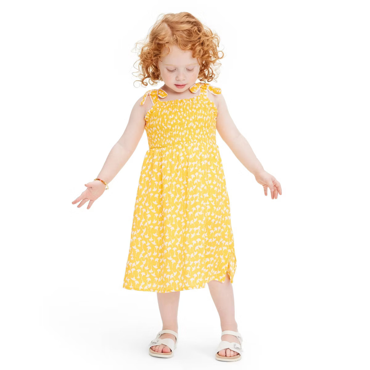 Toddler Smocked Tie Strap Ginkgo Yellow Midi Dress - DVF for Target | Target