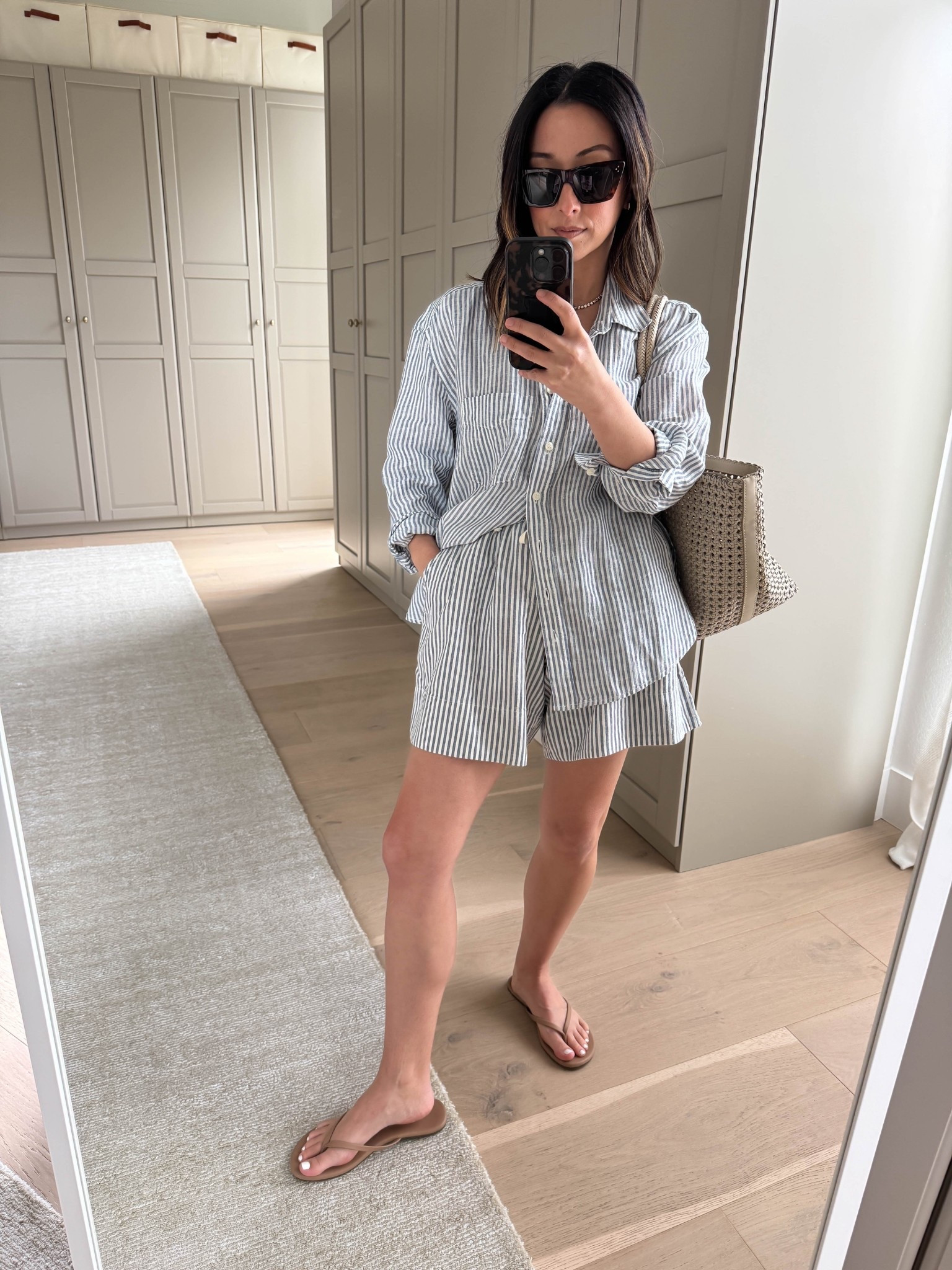Gap linen sets 👏🏼 these always sell out. I live in these in the summer. 

Gap linen shirt small
Gap linen shorts small 
Tkees sandals 
Celine sunglasses 

Petite style, spring outfits 2026, spring style, vacation outfits 

#LTKPetite #LTKSaleAlert #LTKootd