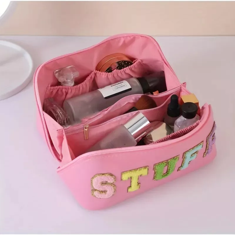 Flower Embroidered Makeup Bag Portable Zipper Toiletry Wash - Temu