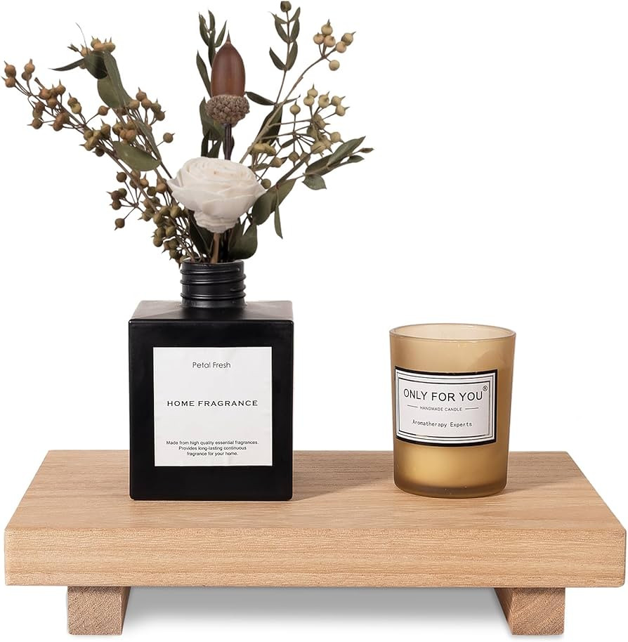 Small Wood Tray Pedestal Stand Farmhouse Bathroom Decor Decorative Wooden Riser Kitchen Soap Dish... | Amazon (US)