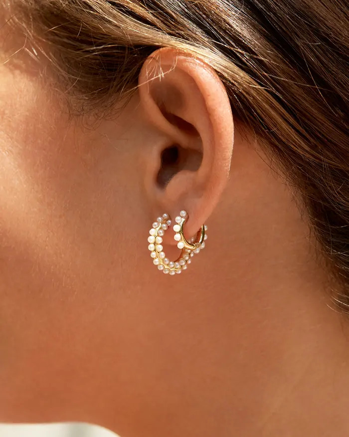 Nina Faux Pearl Hoop Earrings | Nordstrom