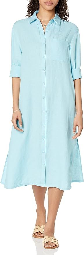 The Drop Women's Fiona Relaxed Linen Midi Shirt Dress | Amazon (US)