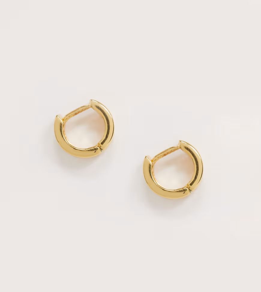 ASOS DESIGN sterling silver with gold plate mini 6mm huggie hoop earrings in double row design | ASOS (Global)